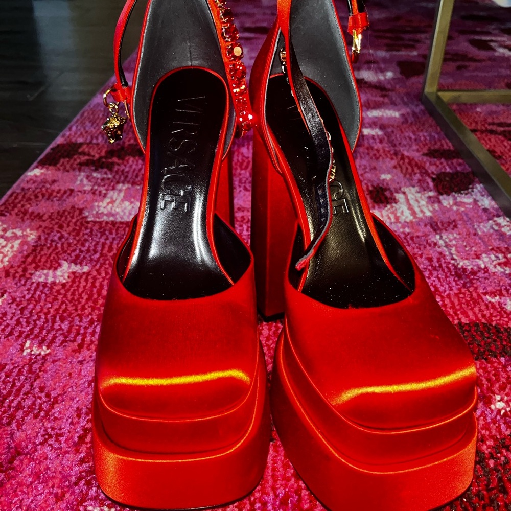 Red Versace platform heel